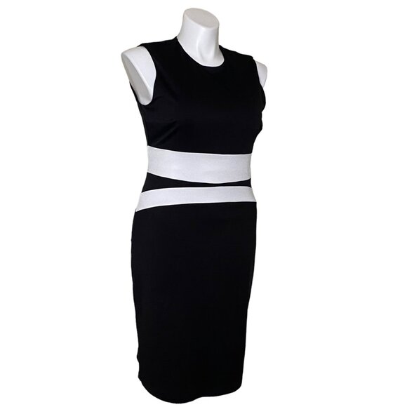 Alexia Admor NWT $110 Color Block Sheath Dress,  Black Ivory Women's Size L - Picture 3 of 10